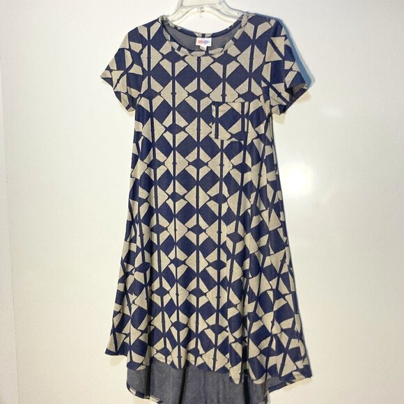 LuLaRoe SZ XXS   Knit pocket t-shirt midi swing dress denim style - Picture 1 of 6